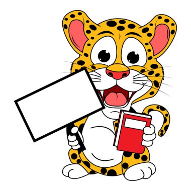 sevimli jaguar hayvan çizgi film çizimi