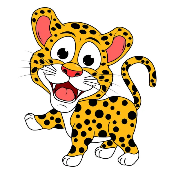 sevimli jaguar hayvan çizgi film çizimi