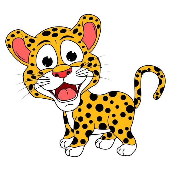 sevimli jaguar hayvan çizgi film çizimi