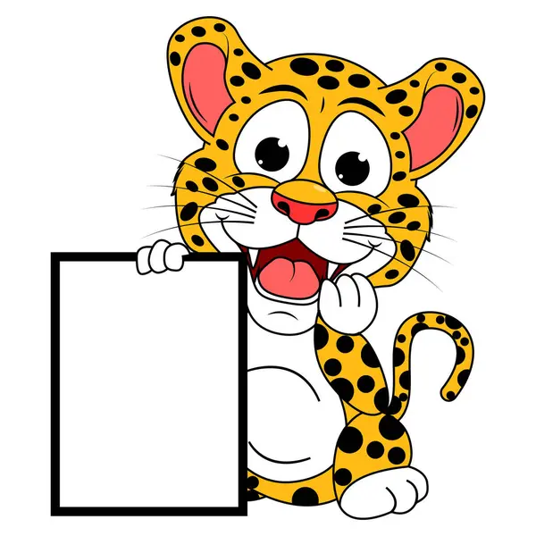 sevimli jaguar hayvan çizgi film çizimi