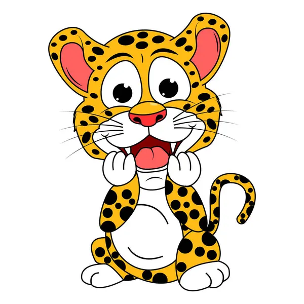 sevimli jaguar hayvan çizgi film çizimi