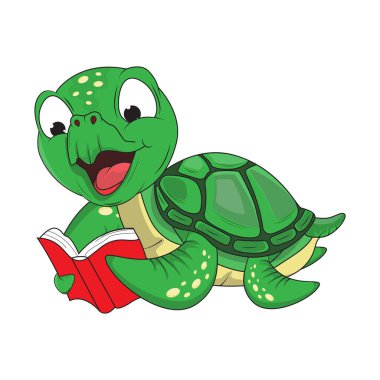 Şirin kaplumbağa hayvan çizgi film çizimi