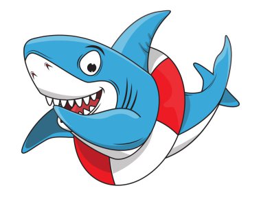 Şirin mavi köpekbalığı karikatürü çizimi