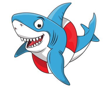 Şirin mavi köpekbalığı karikatürü çizimi