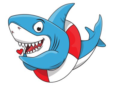 Şirin mavi köpekbalığı karikatürü çizimi
