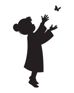 Kelebek Resimlerine Erişen Kız Silueti