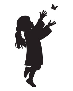 Kelebek Resimlerine Erişen Kız Silueti