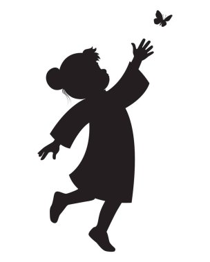 Kelebek Resimlerine Erişen Kız Silueti