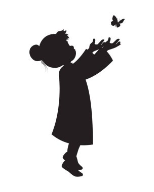 Kelebek Resimlerine Erişen Kız Silueti