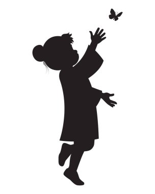 Kelebek Resimlerine Erişen Kız Silueti