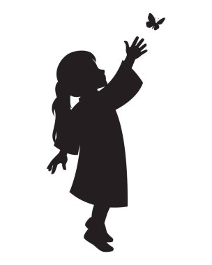 Kelebek Resimlerine Erişen Kız Silueti