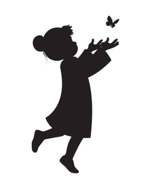 Kelebek Resimlerine Erişen Kız Silueti