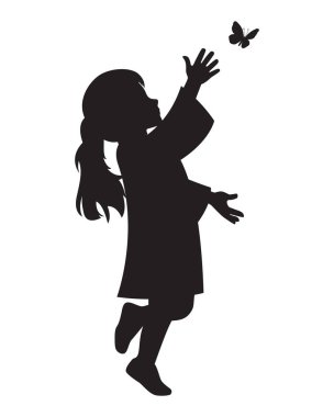 Kelebek Resimlerine Erişen Kız Silueti