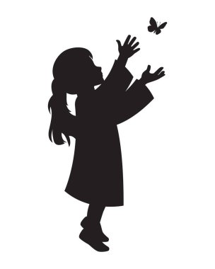 Kelebek Resimlerine Erişen Kız Silueti
