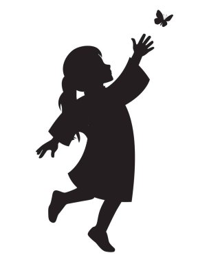 Kelebek Resimlerine Erişen Kız Silueti