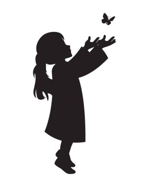 Kelebek Resimlerine Erişen Kız Silueti