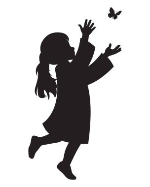 Kelebek Resimlerine Erişen Kız Silueti