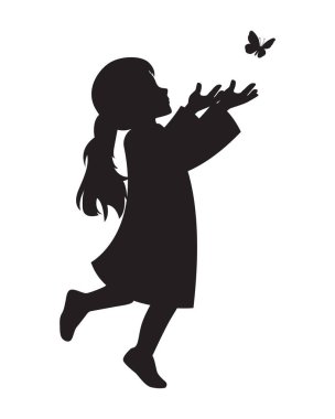 Kelebek Resimlerine Erişen Kız Silueti