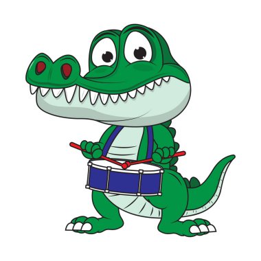 Şirin timsah hayvan çizgi film çizimi