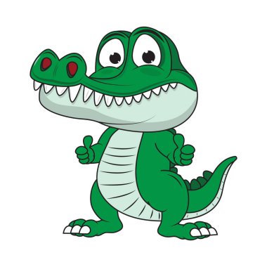 Şirin timsah hayvan çizgi film çizimi