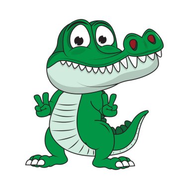 Şirin timsah hayvan çizgi film çizimi