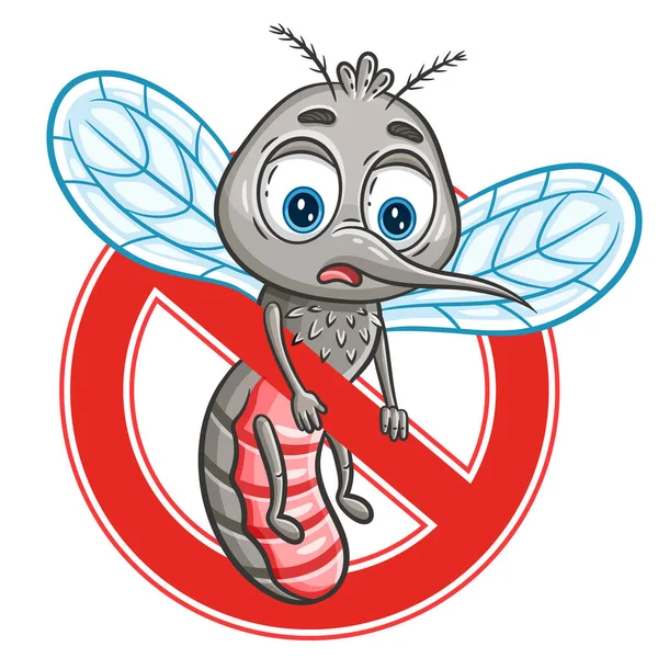 Sivrisinek ısırığı, parazit böceğinin kan emmesini, bahçe ilaçlama ikonu. Kırmızı yasaklama işareti. Şirin sıtma sineği iğneli, kanatlı, kan emici hayvan karakteri. Uçan parazit midge böceği. Böcek ilacı, enfeksiyon hastalıkları koruması. Vektör