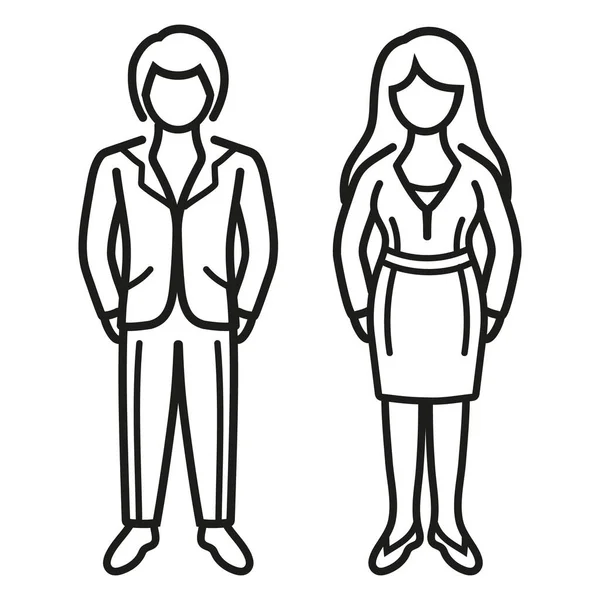 Adamı Kadın Ofis Çalışanları Tuvalet Çifti Şirket Çalışanı Çizgisi Ikonu — Stok Vektör