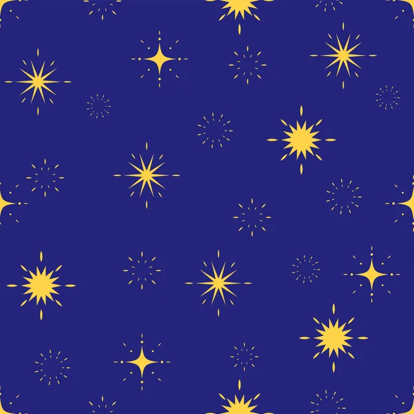 Funkeln Nacht Nahtlose Muster Hintergrund Stern Sternenstaub Galaxie Vektorillustration — Stockvektor