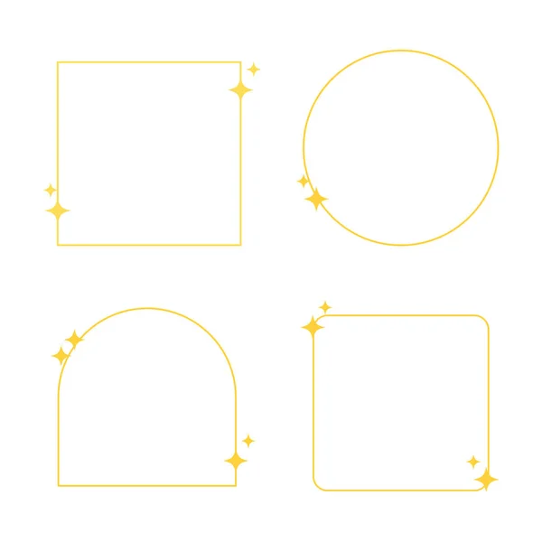 Set Frame Minimal Liner Style Borders Design Elements Decoration Social — Stock Vector