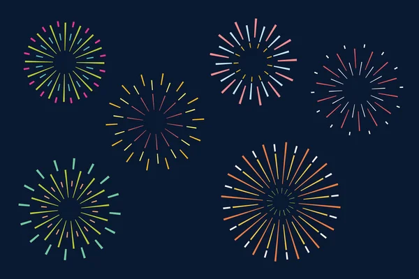 お祝いや祭りのための花火のシンボルのセット 抽象ベクトルのイラスト比率 — ストックベクタ
