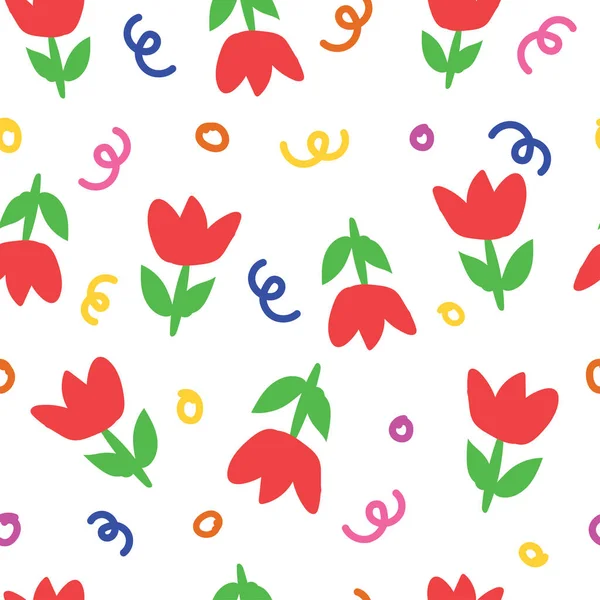 Doodle Fleur Abstraite Dessinée Main Fond Motif Sans Couture Conception — Image vectorielle