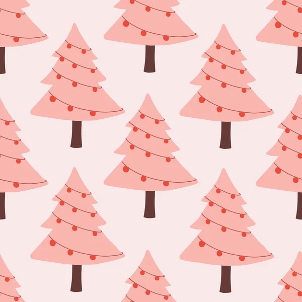 Árvore Natal Mão Desenhada Padrão Sem Costura Fundo Design Para —  Vetores de Stock
