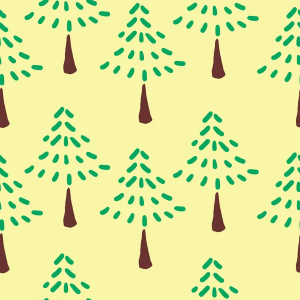 Bäume Und Wald Kritzeln Handgezeichnete Nahtlose Muster Hintergrund Design Für — Stockvektor