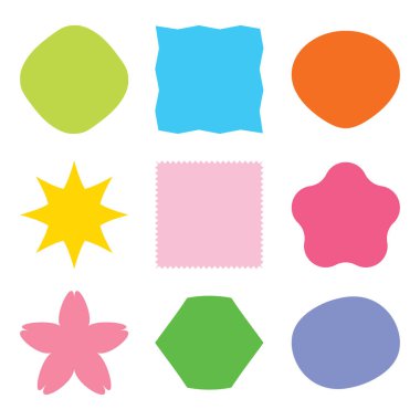 Çıkartma elemanı seti. Farklı şekillerde. Vektör illüstrasyonu beyaz arkaplanda izole edildi