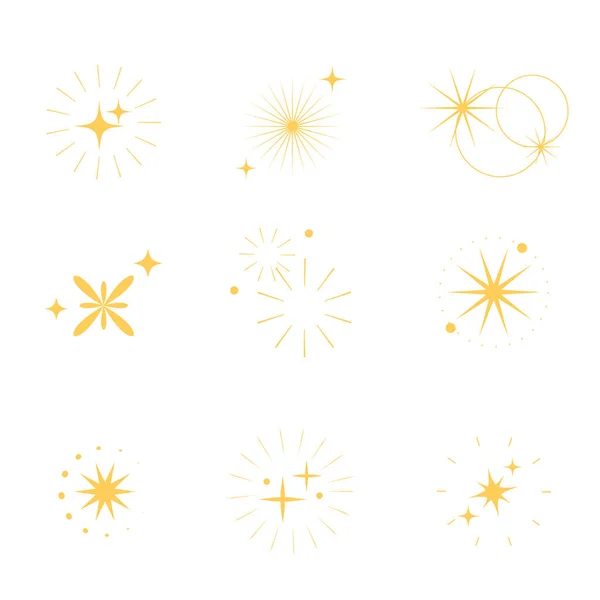 Set Funkelnder Sterne Ikone Und Symbol Sternenvektorabbildung Isoliert Auf Weißem — Stockvektor