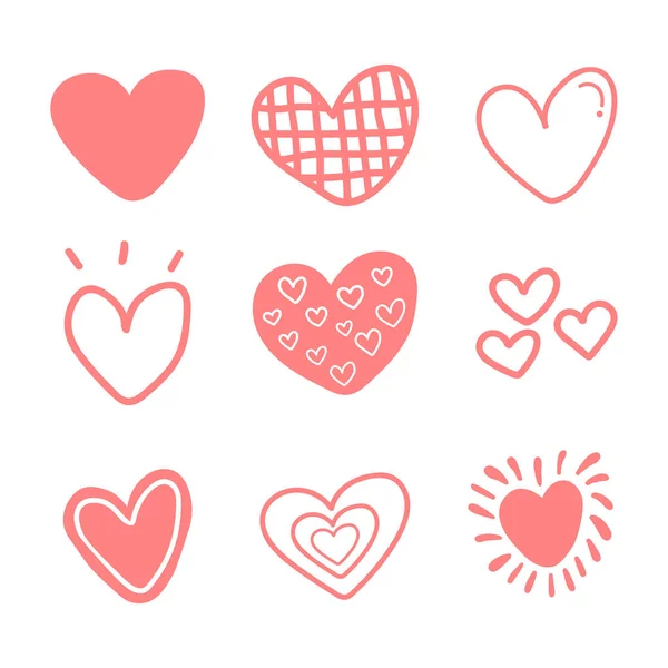 Coeur Rose Dessiné Main Pour Décoration Élément Illustration Vectorielle Doodle — Image vectorielle