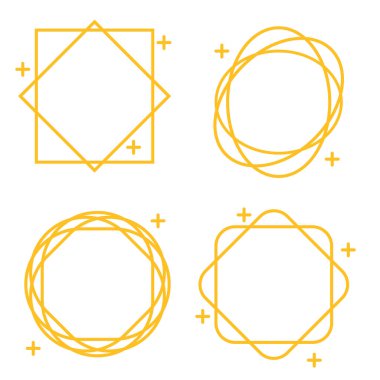 Elementler, dekorasyon, sosyal medya ve gönderi için doğrusal çerçeveler ve sınırlar dizayn edildi. Soyut vektör illüstrasyonu