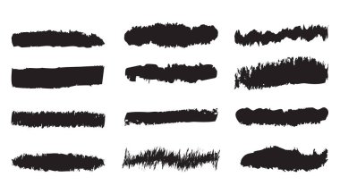 Sosyal medya, element, etiket, poster için grunge boya fırçası seti