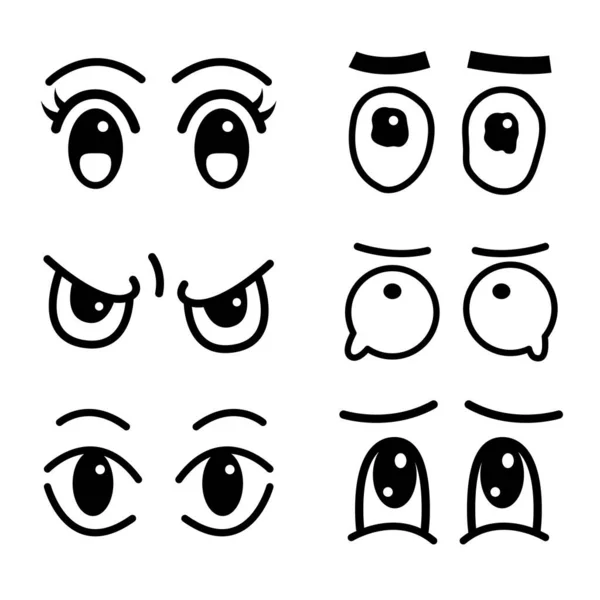 Conjunto Olhos Desenho Animado Para Elemento Expressão Facial Rosto —  Vetores de Stock
