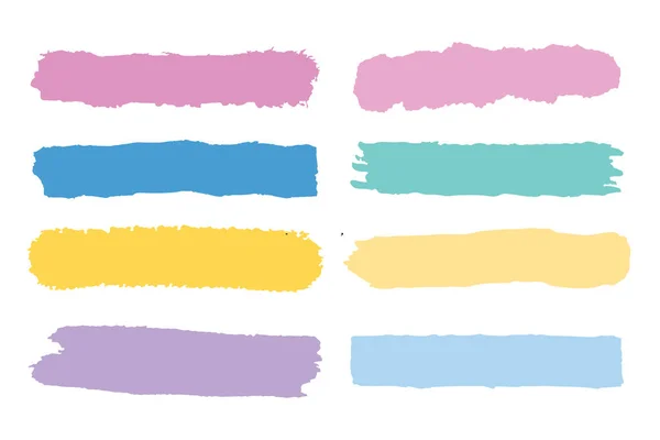 Set Colour Paint Brush Label Stroke — Stock Vector