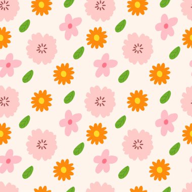 Karalama çiçekleri medya, hediye, kart, baskı ve daha fazlası için kusursuz desenli arka plan. Vektör İllüstrasyonu