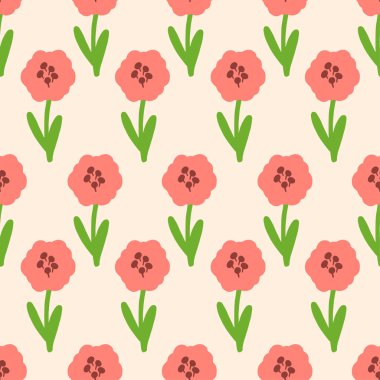 Karalama çiçekleri medya, hediye, kart, baskı ve daha fazlası için kusursuz desenli arka plan. Vektör İllüstrasyonu