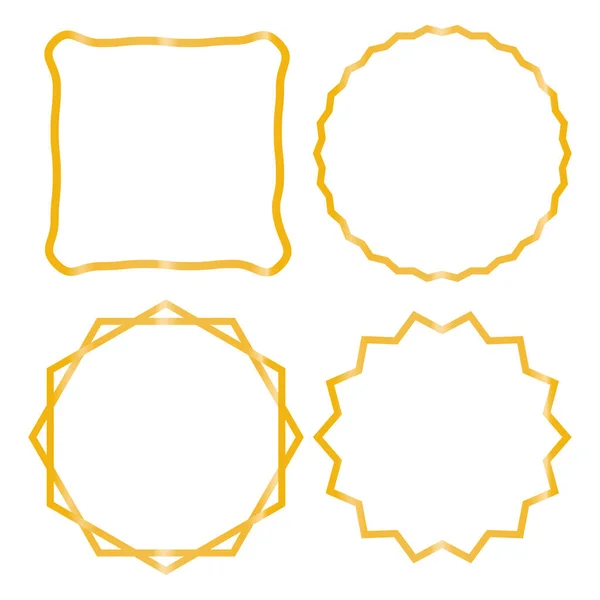 Set Gold Frame Isolated White Vector Illustration — Stock Vector
