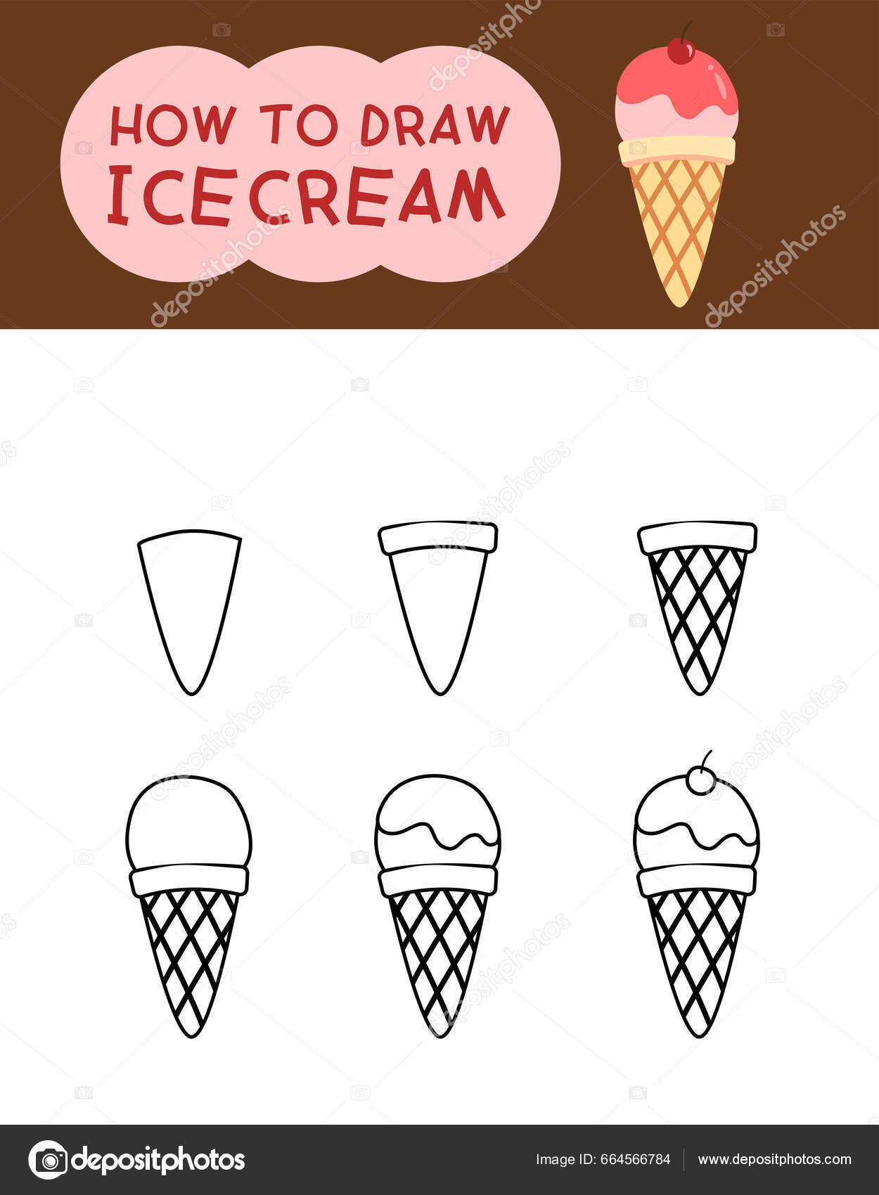 How to Draw Cartoon Ice Cream on a Cone Cute and Easy - video Dailymotion-saigonsouth.com.vn