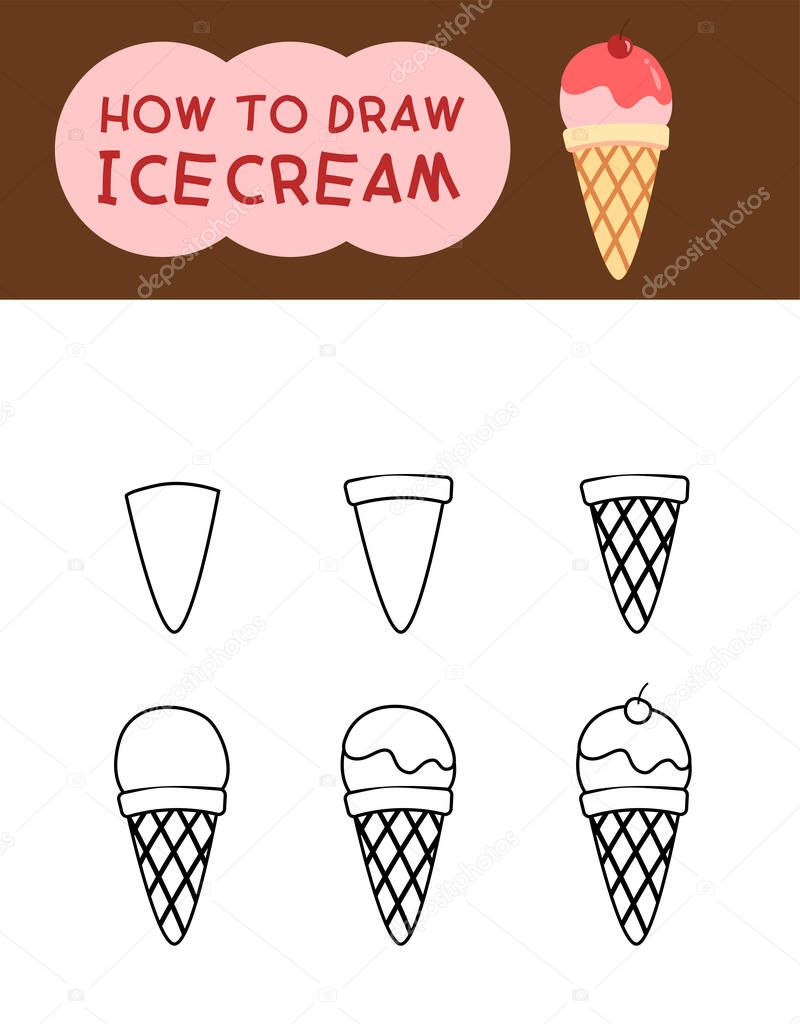 Vettoriale stockCome Disegnare Carino Cartone Animato Gelato Passo Dopo  Passo Bambino di ©Hhoary #664566784, image size:800x1024