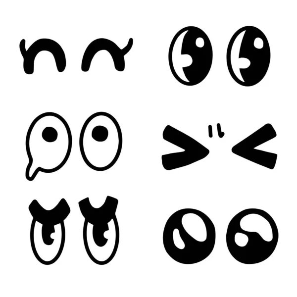 Set Cartoon Eyes Handdrawn Element Facial Expression Fac — Stock Vector