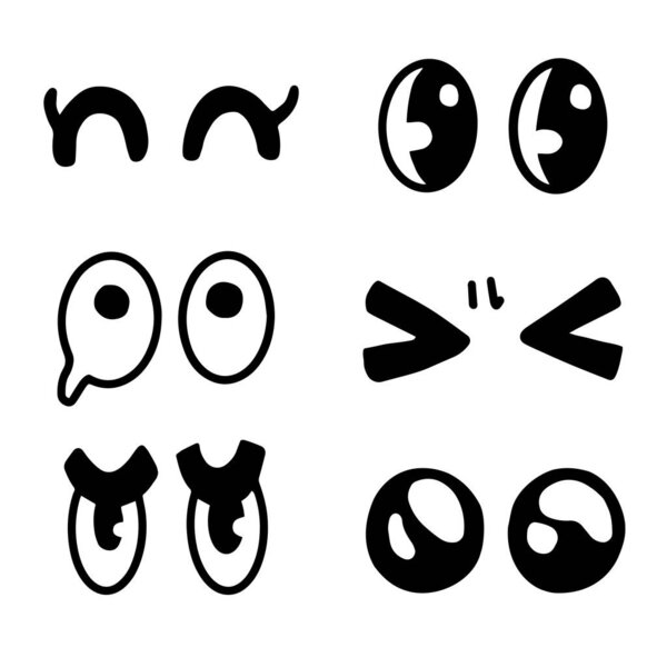 Set of cartoon eyes handdrawn for element, facial expression, fac