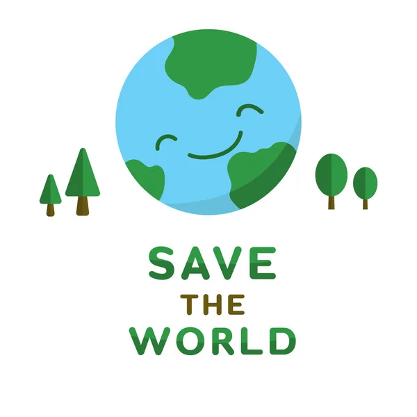 Salvar Conceito Mundo Para Campanha Cartaz Elemento Ilustração Aprendizagem Ecologia —  Vetores de Stock