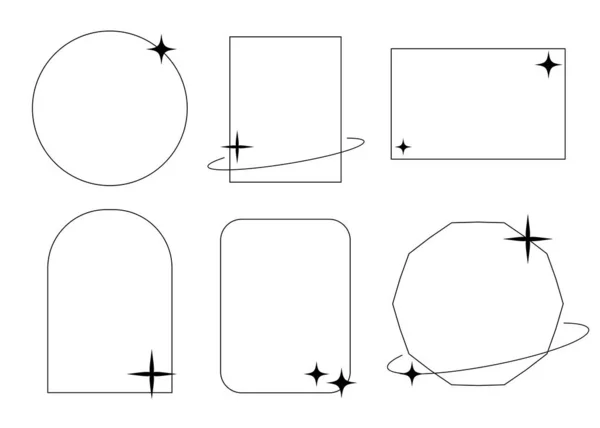 Minimalist Geometric Frame Black Line Sparkle Element — Stock Vector