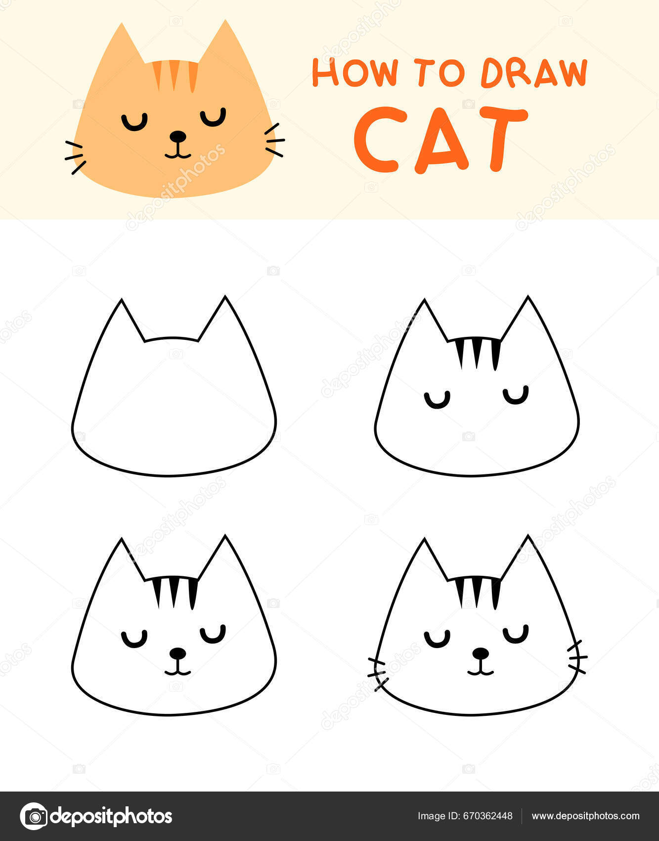 Conjunto De Gatos. Animais Bonitos, Desenhos À Mão. Elementos